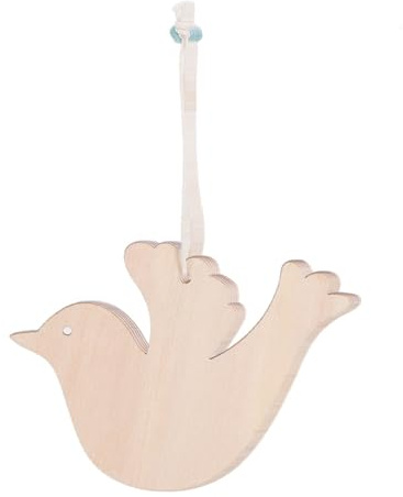 FOMIYES 10 Stück Vogel-Holz-DIY-Bastelausschnitte, hölzerne Tauben-Hängeornamente mit Loch, Hanfseilen für Weihnachtsbaum, Hochzeit, Geburtstag, Dekoration