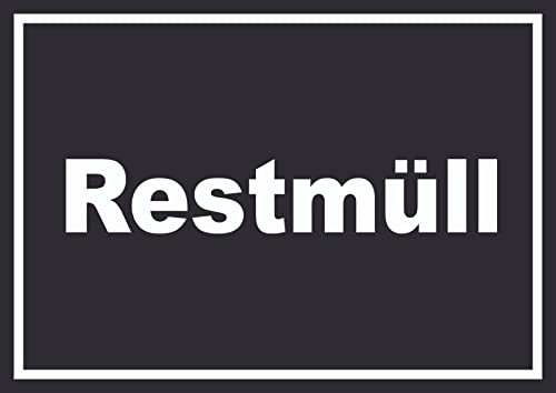 HB-Druck Restmüll Mülltrennung Schild mit Text waagerecht A4 (210x297mm)