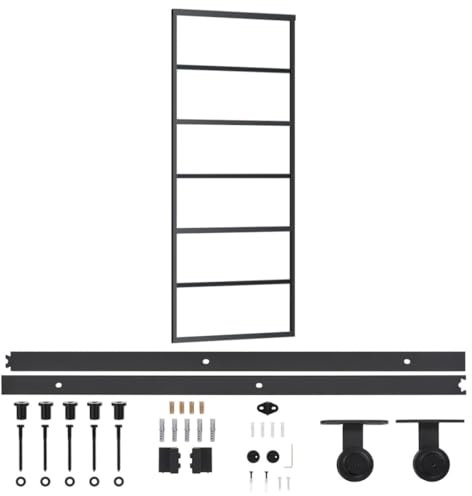 vidaXL Skjutdörr med beslagset ESG glas och aluminium 76x205 cm