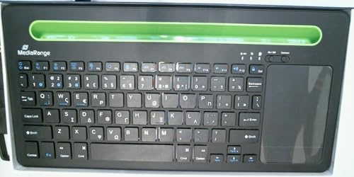 MediaRange Tastatur Funk QWERTY (griechisch), 78 Tasten, mit Touchpad Grün | Touchpad | QWERTZ/QWERTY Layout