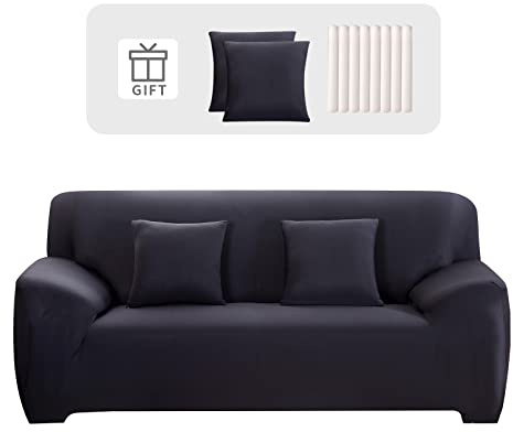 Lydevo Housse de Canapé 3 Place Housse Canapé Extensible avec Accoudoir avec 2 Housses de Coussin Couverture de Canapé Élastique Universelle Antidérapante Revêtement de Canapé(3 Places,Gris Foncé)