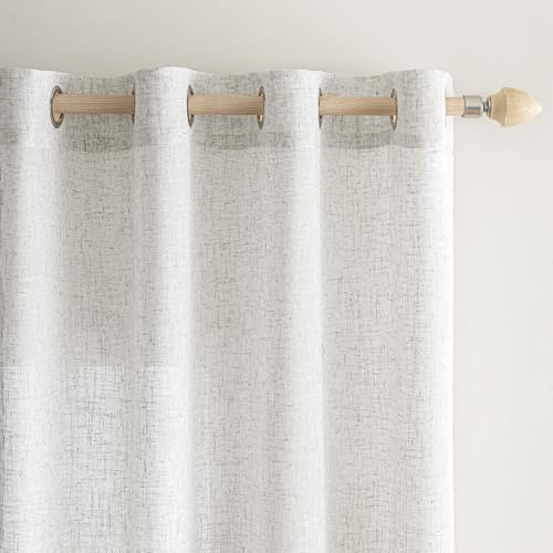 EMEMA Cortinas Lino 2uds 140x175cm Blanco Translúcidas Visillo | Cortina Moderna Con Estilo Cruzada Para Salón Dormitorio Cocina Tejido Translúcido Ligero Deja Pasar Luz Natural