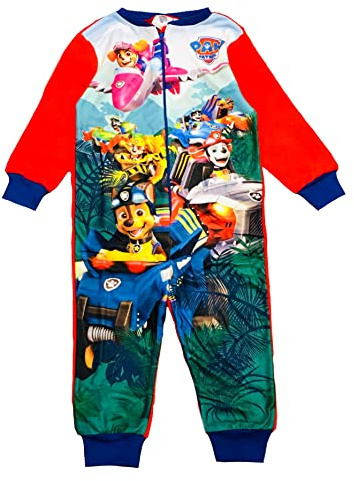 Paw Patrol Onesie para niños o niñas, Ropa de Estar por casa de Forro Polar Todo en uno, Pijama Todo en uno, Rojo, 18-24 Meses