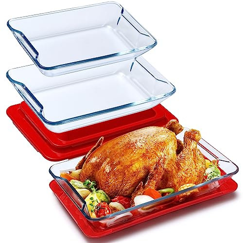 Glas-Auflaufform für Ofen, Glas-Ofenform Lasagne (SET-1.6+2.5+3.8L)