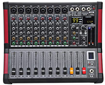 AGAATI Mezclador de Audio Consola de Mezclas de 8 Canales (Mono) con Efecto Record 99 DSP Función USB Mezclador Profesional Tablero de Mezclas de DJ