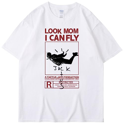 Silver Basic Travis×Ky Jack Astroworld Hiphop Summer Tee Mens Sportive Casual Traspiranti Look Mom I Can Fly Maglietta a Maniche Corte Unisex