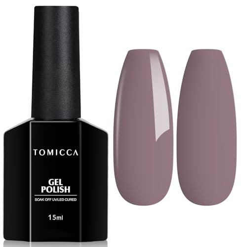 TOMICCA Gel Nail Polish - Nude Gray Purple Neutral Colors, Dark Natural, Soak Off U V Gel for Salon at Home