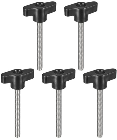 sourcing map 5 Stück Klemmschraubenknauf, M6 x 60 mm, 304 Edelstahl, T-förmige Rändelschrauben, Griff für schnelles Entfernen von Handspannknauf, Ersatz
