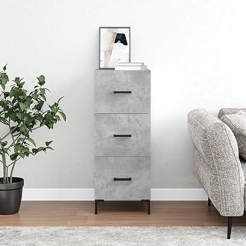 HETFTJN Sideboard, Apothekerschrank Küchenunterschrank Barschrank Schuhschrank Schmal Geeignet für Wohnzimmer Dorm Office Flur Betongrau 34,5x34x90 cm Holzwerkstoff