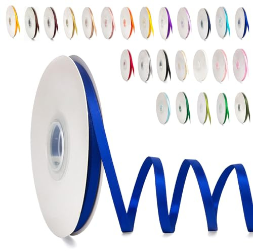 0.6CM Schleifenband Königsblau, 6mm x 91m Polyester Satinband Dekoration Geschenkband Stoffband Seidenbänder für Heimwerkerkunst DIY-Handwerk, Geschenk Verpackung, Schleifen, Hochzeitsdekoration
