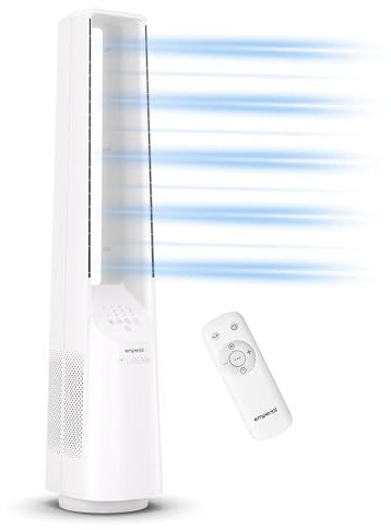 Emperial 40” Bladeless Tower Fan | Silent Electric Cooling Fan with DC Motor | 6 Speeds Air Circulator, 5 Modes, 60° Oscillation, 7H Timer, LED Display, Portable Standing Floor Fan for Bedroom