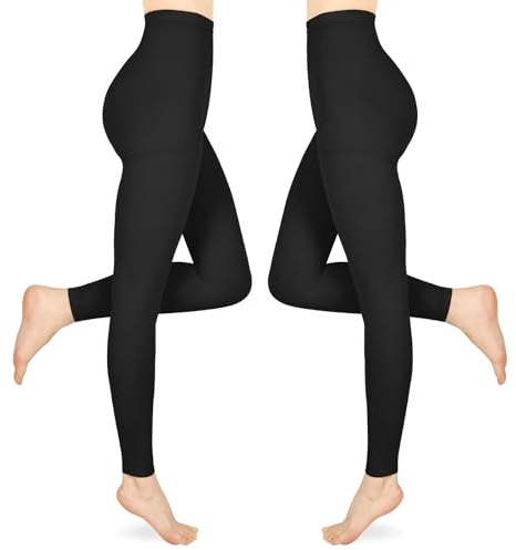 15-20 mmHg Medizinische Kompressionsstrumpfhose Damen & Herren Lang, 2 Paar Abgestufte Kompressionsstrümpfe Stützstrümpfe, Kompressionsleggins Damen für Krampfadern und Ödeme, Schwarz M