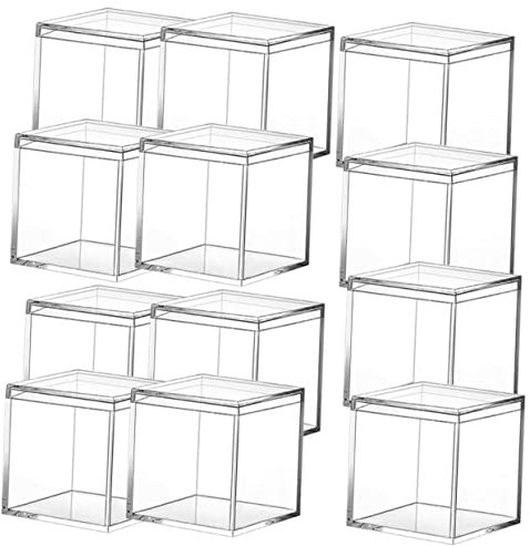 Lurrose 12stücke Kleine Transparente Acryl-boxen Mit Deckel Quadratische Würfel-verpackung Für Süßigkeiten Party-decor