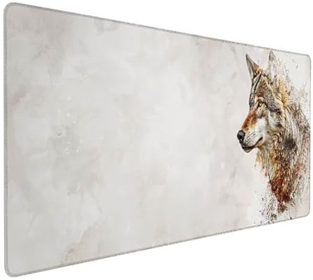 BEIJUYHU Gaming Mauspad XXL 600 x 300 x 3 mm Übergröße groß Mousepad XXL mit wasserdichter Oberfläche Mouse Pad mit Rutschfester Gummiunterseite Gaming Zubehör Fantasie Wolf 5 - T