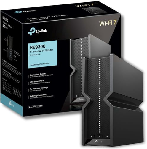 TP-Link Archer BE550 Router WiFi 7 BE9300Mbps, Tri-Band, 2.5G Ports, USB Port, Maximized Coverage, VPN, Parental Control, HomeShield Security, Private IoT Network, Easy Setup, EasyMesh Compatible