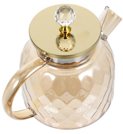 Cabilock Pichet En Verre à Eau 1,5 l En Verre Borosilicaté Ambré Avec Couvercle, Grosse Capacité, Poignée Élargie, Pichet à Thé Glacé Cuisine Et Salon
