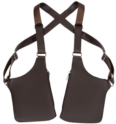 Sac à bandoulière sous les bras pour hommes, sac antivol à double épaule, sac antivol en cuir PU, sac à bandoulière multi-poches avec bretelles réglables, couleur noire, parfait pour les aventures en