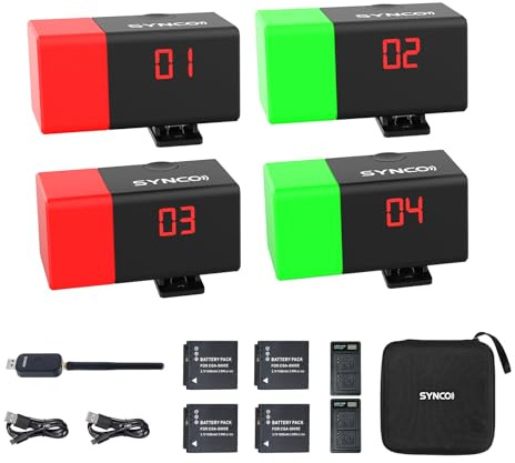 Sistema Tally Light SYNCO 4, Leggero - Portata Wireless 1000m - Tecnologia LoRa 2.4G per Studio e Live - Compatibile vMix - Supporto 32 Indicatori Bicolore