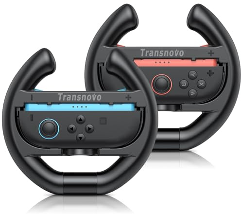 Steering Wheels Compatible with Nintendo Switch 2 Joy-Cons, TRANSNOVO Controller Racing Wheels for Mario Kart 8 Deluxe, Switch 2 Accessories,TWIN PACK [2X Black Wheels]