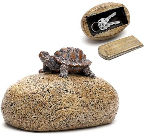 Nascondiglio per chiavi per esterni, in pietra con scomparto segreto, pietra falsa sembra una vera pietra, cassaforte esterna (tartaruga)