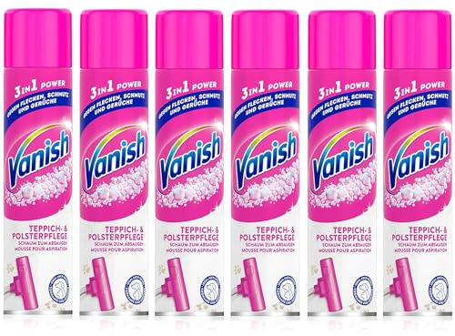 Vanish Power Schaum Teppichreiniger – Teppich Reinigungsmittel – Extra stark gegen Schmutz, schlechten Geruch & Staub – 6 x 650 ml