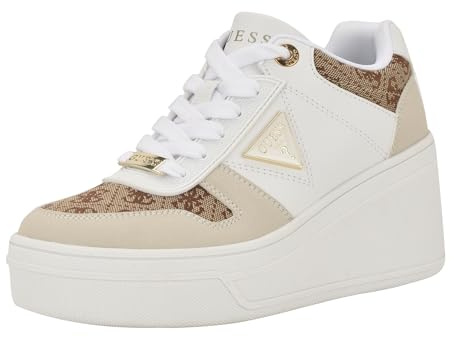 Guess Women's Rozinn Wedge Sneaker, White 141, 8.5