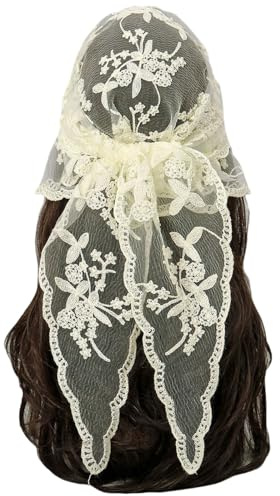 Dam spets triangel halsduk broderi huvudsjal bandana hijab damer elegant triangel sjal mode scarf sjal spetshuvud för kvinnor och flickor elegant hår