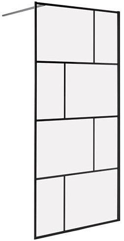 Mampara de ducha de vidrio templado para ducha fija de baño 90 x 195 cm negro Tapajos