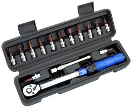 Aboiled Llave dinamométrica ajustable de 1/4 pulgadas, 2-24 Nm, juego de herramientas de reparación de bicicletas, juego de herramientas manuales
