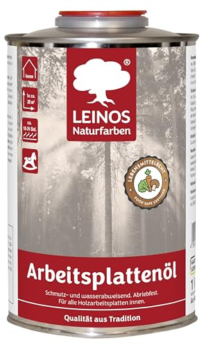 LEINOS 280 Huile de plan de travail pour l'intérieur Boîte de 1,0 l | Huile naturelle pour imprégnation des plans de travail de cuisine, surfaces de meubles et jouets pour enfants en bois |