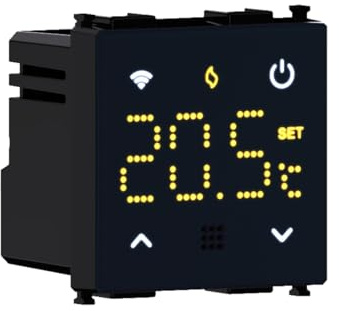 Elektronova Cronotermostato connesso WIFI TUYA da incasso modulo programmabile 2P 240V display touch retroilluminato colore nero compatibile su supporti Bticino Living