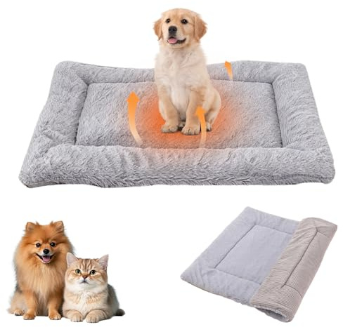 BUKLUKE Coussin pour Chien, Tapis pour Animaux Coussin Chiens Anti Stress Lavable et Moelleux Lit Convient aux Chats et Aux Chiens - Couleur Gris, S, 58 x 40 cm