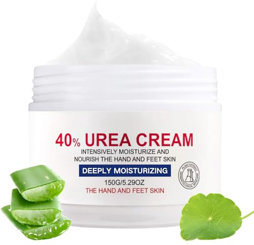 Urea Creme 40 Prozent, Urea Fußcreme gegen Hornhaut und Risse, Intensiv Feuchtigkeitsspendende Fusscreme für sehr trockene Füsse & Hände, Anti Hornhaut & Pflegende Fußpflege, 150g