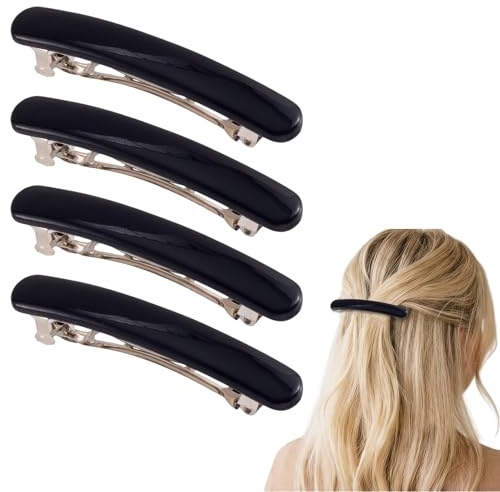 Cesujowaz Haarspange Haarklammer Klein Französische Haarspange, Haarspangen Damen Klein Metall Hair Clip Schwarz 4er Set