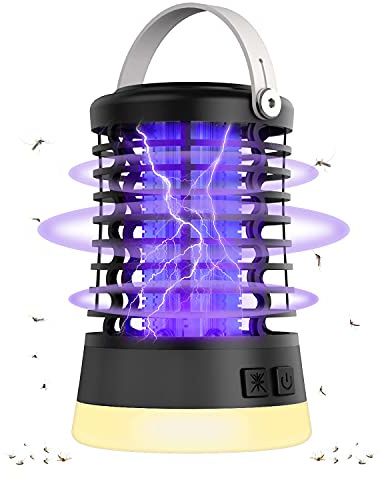 Insektenvernichter Elektrisch Mückenschutz Fliegenfalle, Wasserdicht IPX6, Mückenlampe mit USB-C Ladung für Camping Garten Balkon Schlafzimmer, Mückenfalle mit Aufhängehaken