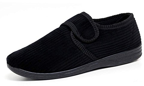 DIABETIC ORTHOPAEDIC MENS EASY CLOSE WIDE FITTING CUSHIONED WINTER WARM SHOES SLIPPERS SIZE ,8 UK ,Black