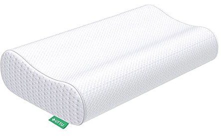 UTTU Memory Foam Kissen, Kopfkissen zur Linderung von Nackenschmerzen, Ergonomisches Nackenkissen Sandwichkissen, verstellbares Memory Schaum Kissen 60x36x13/11cm