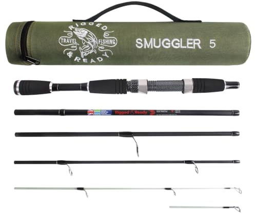 Rigged and Ready Smuggler 5 Travel Fishing Rod & Case. Compact medium-short length 5.25’ (160cm) rod, with 2 tips, for spin and general fishing. For fish up to 6lbs (3kg)