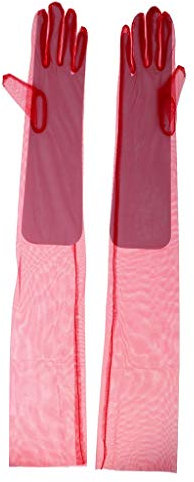 Huixin Paar Sonnenschutz Braut Netzhandschuhe Spitzenhandschuhe Jungen Handschuhe Brauthandschuhe Champagner Fäustlinge Handschuh (Color : Rot, Size : 70cm)