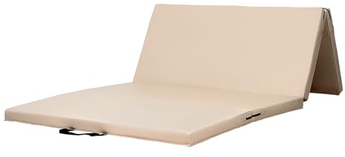 KaRaDaStyle Gymnastics Mat Folding Stretch Mats 71x39x2 Exercise Muscle Training Children Play Horizontal Bar Mat Yoga Sports Soundproof Home Use (Beige/4-fold)