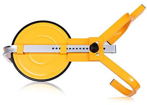 DREAMADE Radkralle aus Stahl, Reifenkralle für 13-15 Zoll & Maximal 220 mm Breit Reifen, Parkkralle mit Saugnapf, Wegfahrsperre für Diebstahlsicherung, für Autos & Wohnwagen & Anhänger, Gelb