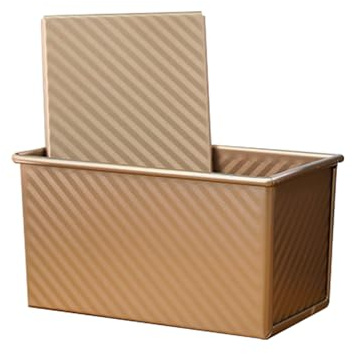 Bread Tin with Lid, Non-Stick Loaf Tin Loaf Pan with Lid for Baking, Loaf Pan Bread Toast Mold, 450g(1lb) Bread Tins for Baking, Toast, Sandwich, Cake, Gold