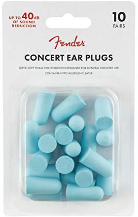 Fender® Concert Ear Plugs Foam Ear Protection Up to 32 dB 10 Pairs Colour: Daphne Blue