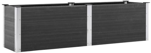vidaXL Garten Hochbeet Pflanzkasten Pflanzbeet Gemüsebeet Blumenbeet Blumenkasten Frühbeet Gartenbeet Blumenkübel Pflanzkübel 200x50x54cm WPC Grau
