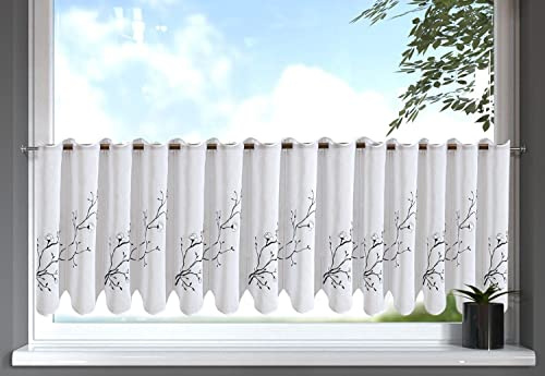 Sun World Scheibengardinen nach Maß „Melilla“, Bistrogardine, Kurzgardinen modern, Küchengardinen, Maßanfertigung (Breite: 160cm x Höhe: 47cm)