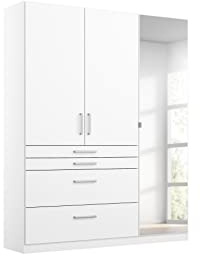 Rauch Möbel HARBURG, Kleiderschrank, Farbe Weiß, Breite 136 cm | Schrank, 3-türig, Spiegel, 4 Schubladen, für Schlafzimmer, Kinderzimmer, Wohnzimmer, Garderobe, Flur