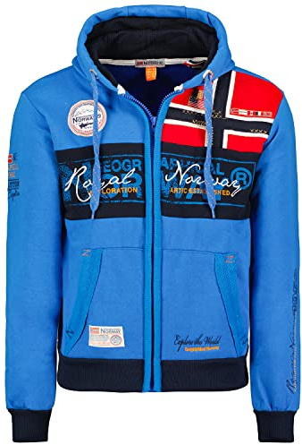 Geographical Norway Flyer Men - Sudadera Con Cremlera Para Hombres - Sudadera Pullover Logotipo Manga Larga Ciente - Rego Ide Temporada Primavera Verano Otoño Invierno (azul real XL)