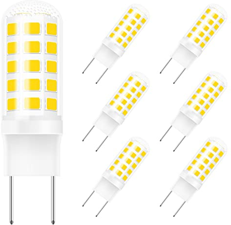 Gaormii G8 Led Bulb Dimmable, 35W Halogens Equivalent, T4 JCD Type Bi-Pin Base, 3000K Warm White G8 Bulb for Under-Cabinet/Counter Light, Under-Microwave Light, 120V 4W 360LM, 6 Pack