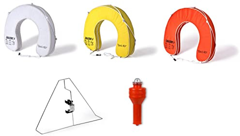 wellenshop Hufeisen-Rettungsring Set - Hufeisenring mit Halterung & Rettungslicht Farbe Weiß