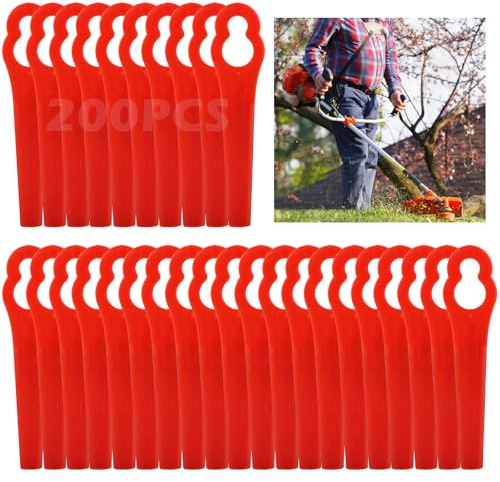 Grantop 200 Stücke Ersatzmesser Set, Rasentrimmer Messer Kunststoff Ersatzklingen, Rasentrimmer Zubehör für Kunststoffmesser Akku-Rasentrimmer…